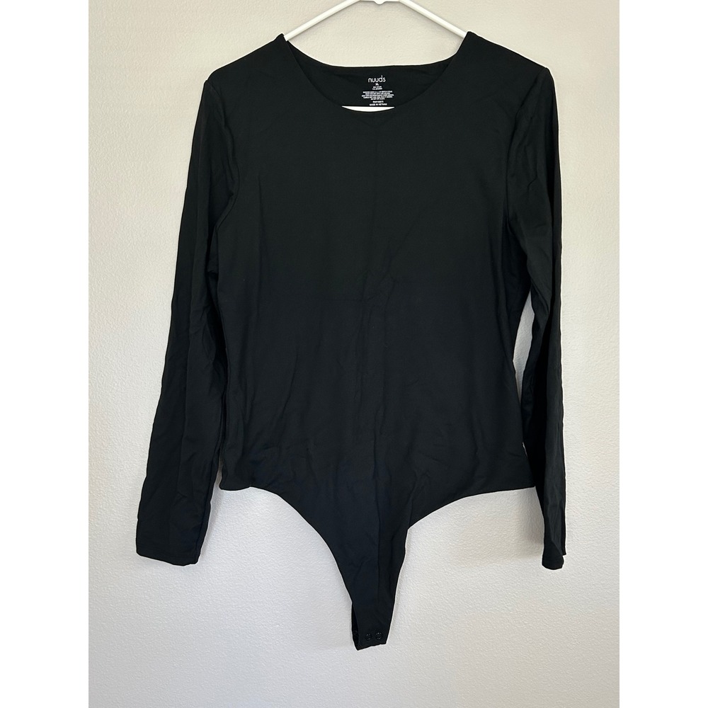 NUUDS black Long Sleeve Bodysuit XL crew neck Layering minimalist elevated basic